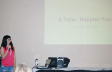 Christy presenting on how to get a fitter, happier you.